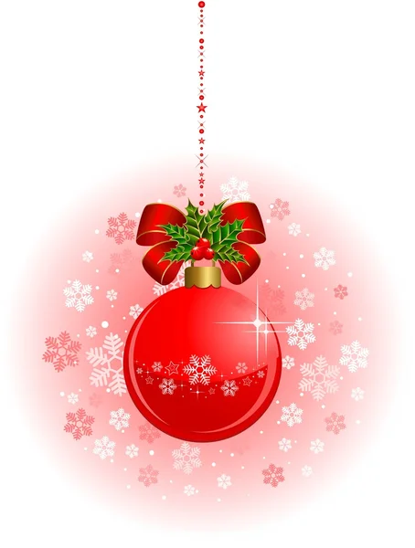Weihnachtskugel mit Schleife auf weißem Hintergrund — Stockvektor