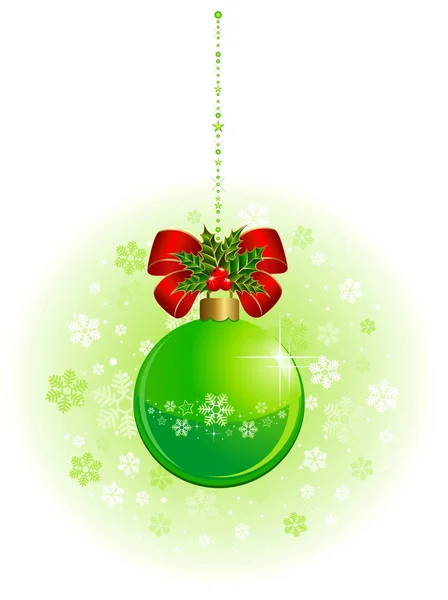 Palla di Natale con fiocco su sfondo bianco — Vettoriale Stock