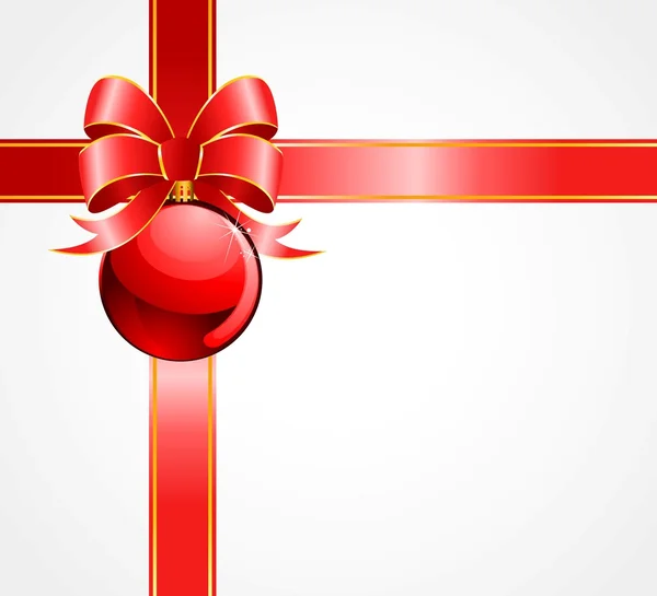 Palla di Natale vettoriale con fiocco su sfondo bianco — Vettoriale Stock