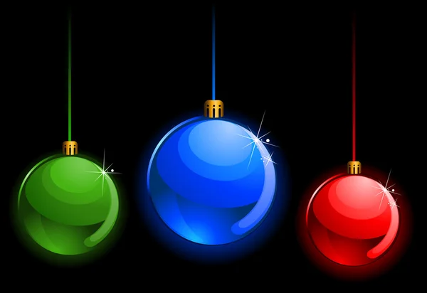 黒い背景のクリスマスボール — ストックベクタ