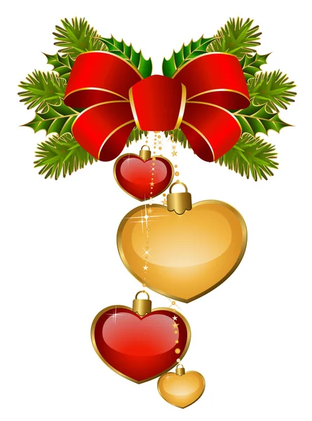 Christmas ball med rosett på en vit bakgrund — Stock vektor
