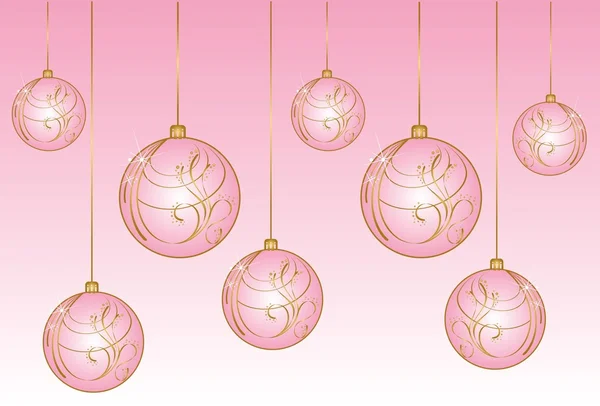 Χριστούγεννα μπάλες σε ροζ φόντο — Διανυσματικό Αρχείο