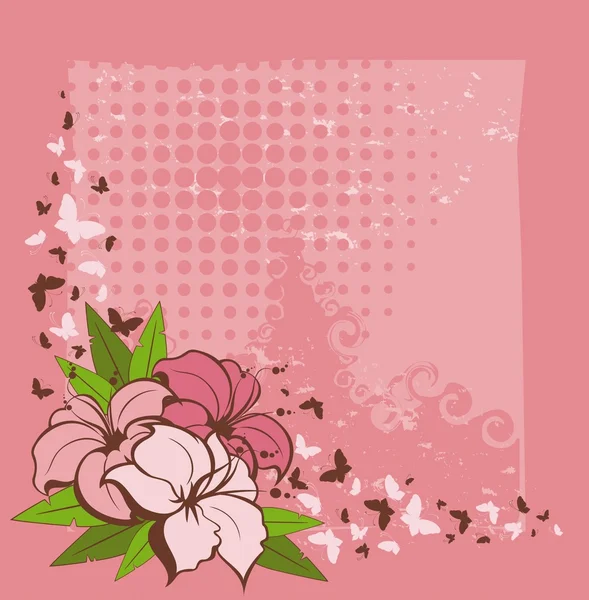 Grunge bakgrund med tropiska blommor. vackra abstrakt vektor illustra — Stock vektor