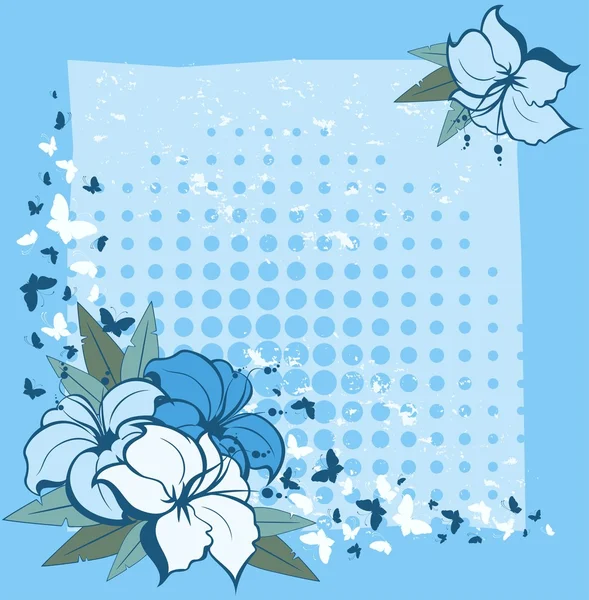 Grunge achtergrond met tropische bloemen. mooie abstract vector illustra — Stockvector