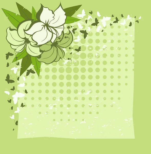 Grunge tropik çiçekler ile arka plan. güzel tasarlamak vektör illustra — Stok Vektör