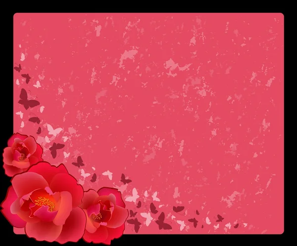 장미로 뒤덮인 분홍색 배경 — 스톡 벡터