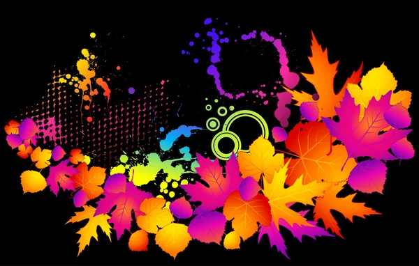 Black background with autumnal leave — Stock Vector