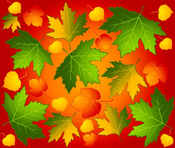 葉と紅葉のシームレスな背景。ベクトル. — ストックベクタ