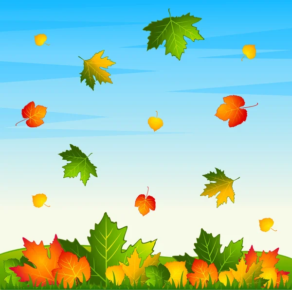Autumnal seamless background with leaves. Vector. — Stock Vector