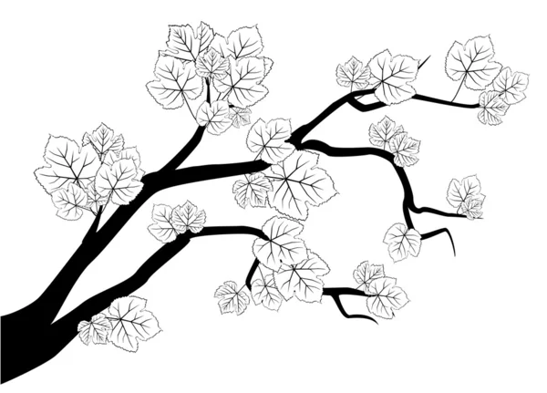 Fondo con árbol otoñal con hojas — Vector de stock