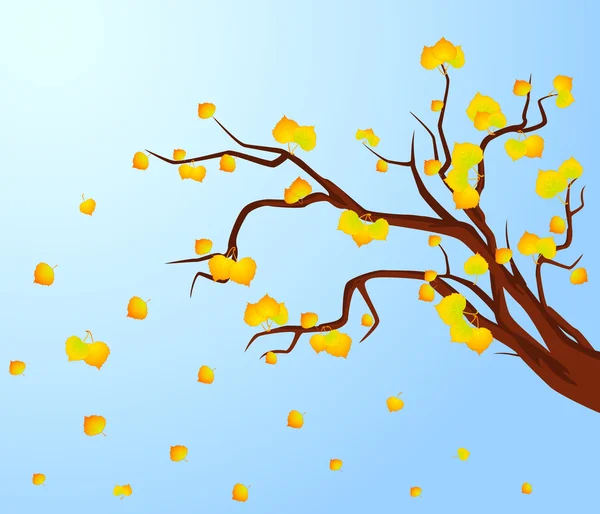 Pozadí s podzimní strom s listy — Stockový vektor