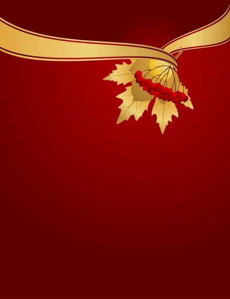 紅葉と金色のリボンと抽象的な背景. — ストックベクタ