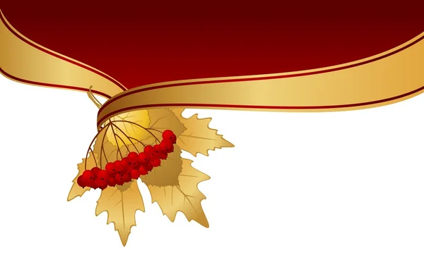 紅葉と金色のリボンと抽象的な背景. — ストックベクタ