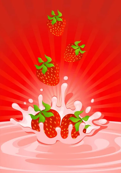 在酸奶中的美味水果 — 图库矢量图片