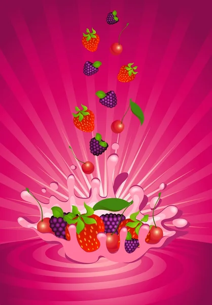 在酸奶中的美味水果 — 图库矢量图片