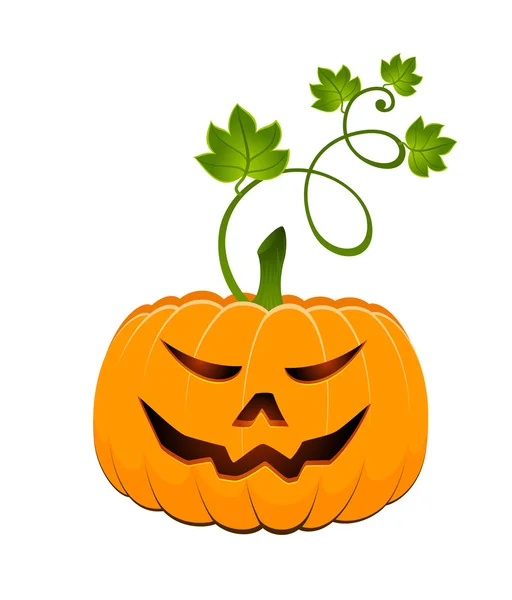 La cara tallada de la calabaza que brilla en Halloween — Vector de stock