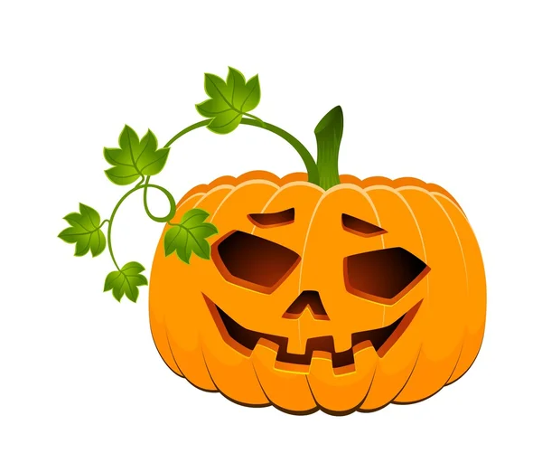 Le visage sculpté de citrouille rayonnant sur Halloween — Image vectorielle