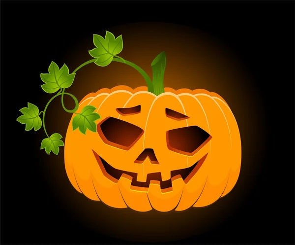 Il volto scolpito della zucca che brilla ad Halloween — Vettoriale Stock