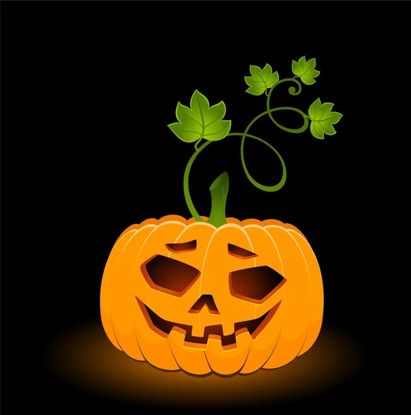 The carved face of pumpkin glowing on Halloween — Stock Vector