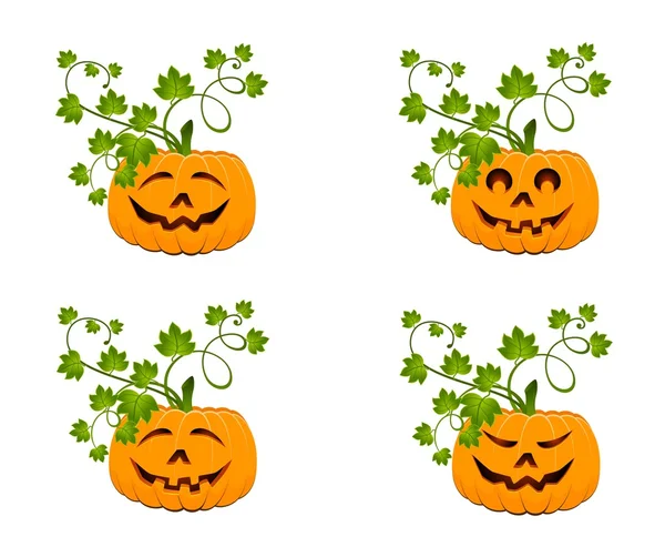 Vyřezávané tvář zářila na halloween dýně — Stockový vektor