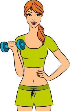  Spor salonunda ağırlığı olmayan güzel bir fitness kadını.