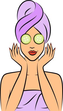 Beautiful women with mask from cucumber clipart