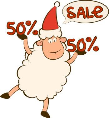 Cartoon funny sheep and sales Christmas illustration