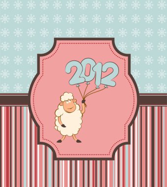 Cartoon funny sheep and numbers 2012 year Christmas illustration