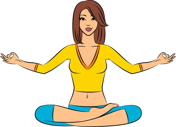 Yoga lotus pozisyonda oturan güzel kadın. — Stok fotoğraf