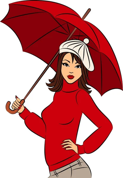 Beautiful girl with umbrella — Stock Photo, Image