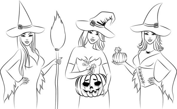 Bruxa de meninas em estilo Halloween — Fotografia de Stock