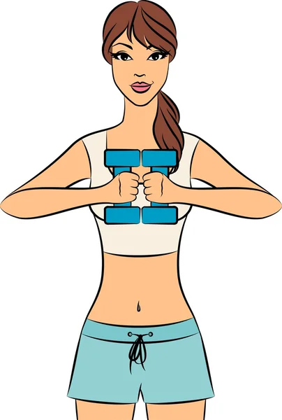 Mooie fitness vrouw met gratis gewichten in de sportschool — Stockfoto