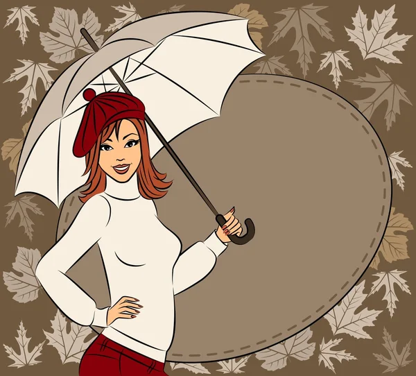 Hermosa chica con paraguas — Foto de Stock