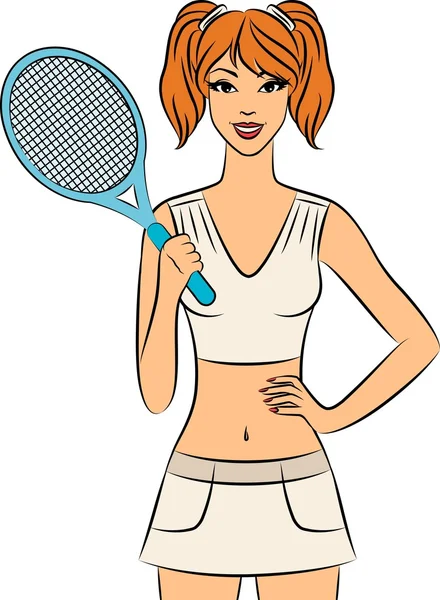 Tenis raketli güzel bir kadın. — Stok fotoğraf