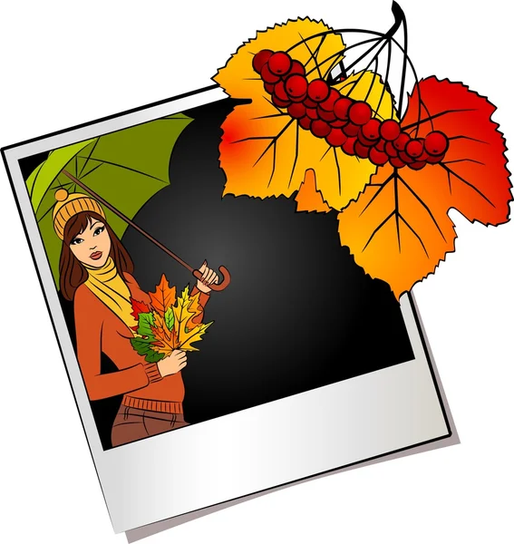 Belle fille avec des feuilles d'automne — Photo