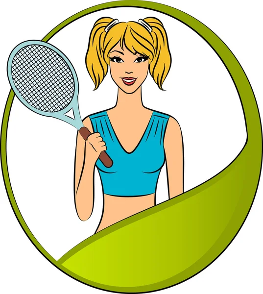 Tenis raketli güzel bir kadın. — Stok fotoğraf