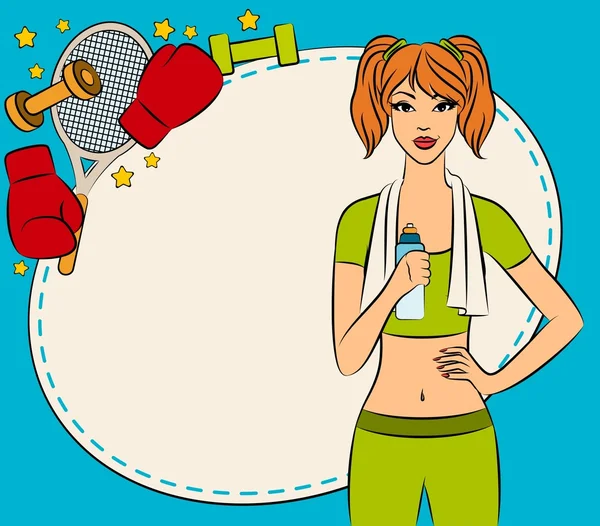 Bela mulher fitness com pesos livres no ginásio Ilustração por