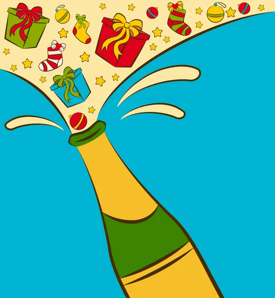 Bottiglie di champagne con regali — Foto Stock