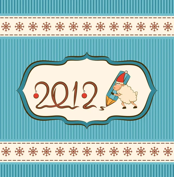 Мультфильм смешные овцы с цифрами 2012 года рождественская иллюстрация — стоковое фото