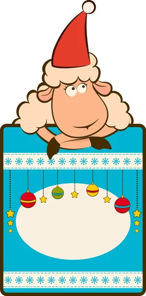 Cartoon funny Santa Claus sheep Christmas illustration — ストック写真