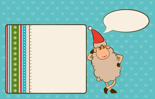 Cartoon funny Santa Claus sheep Christmas illustration — Stok fotoğraf