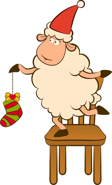 Cartoon funny Santa Claus sheep. — Stock Photo, Image