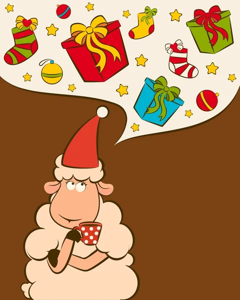 Cartoon lustig Weihnachtsmann Schaf Weihnachten Illustration — Stockfoto