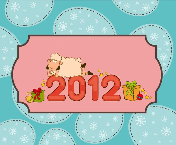 Cartoon funny sheep and numbers 2012 year. — Stock Photo, Image