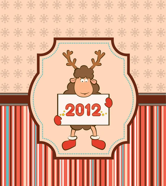 Cartoon funny deer Christmas illustration — Stok fotoğraf