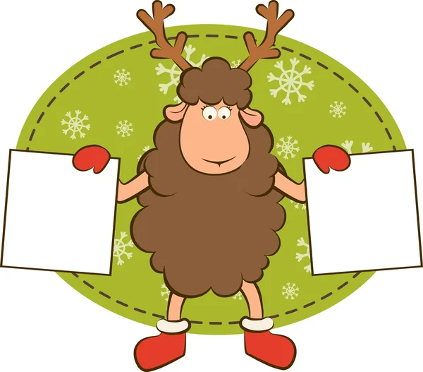 Christmas funny deer with border frame. — Stock Photo, Image