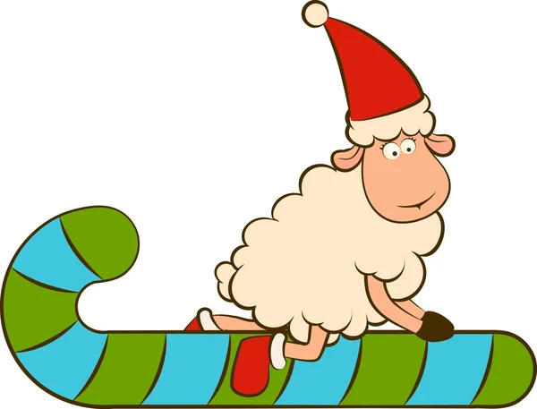 Weihnachten lustige Schafe mit Süßigkeiten — Stockfoto