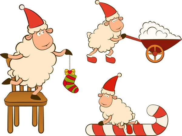 Christmas funny sheep set — Stock fotografie