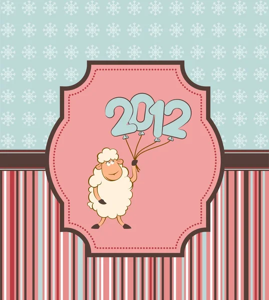 Cartoon funny sheep and numbers 2012 year Christmas illustration — Stockfoto