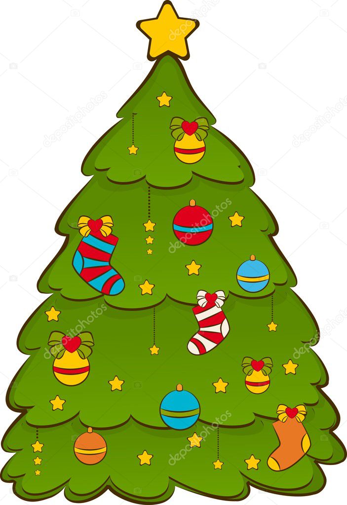 Cartoon Christmas fir-tree illustration